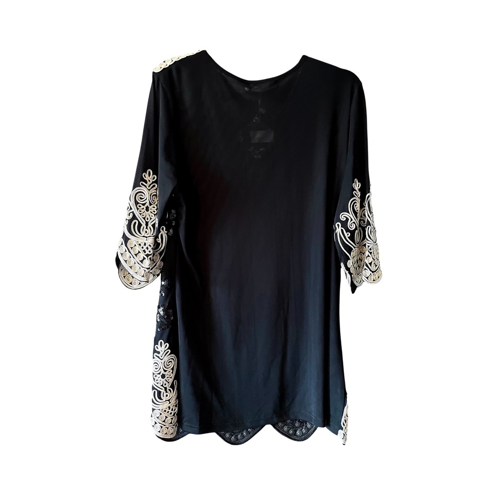 Simply Couture Black Sequin Embroidered Tunic Top/Mini Dress Size S NWT - Picture 11 of 16